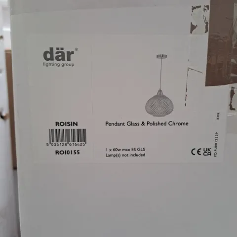 DAR LIGHTING ROISIN PENDANT GLASS AND POLISHED CHROME ROI0155