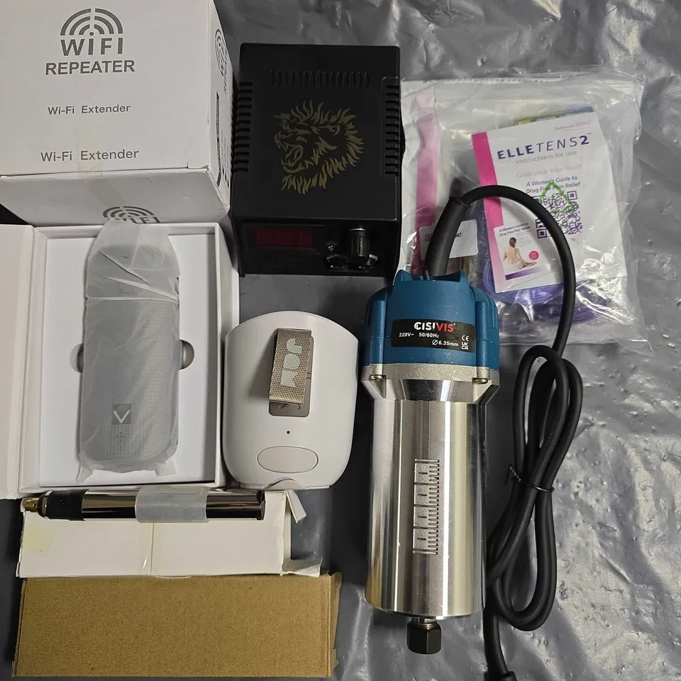 LOT OF 8 ASSORTED ITEM TO INCLUDE WIFI REPEATER, NAIL POLISHER AND ELLE TENS 2 MACHINE