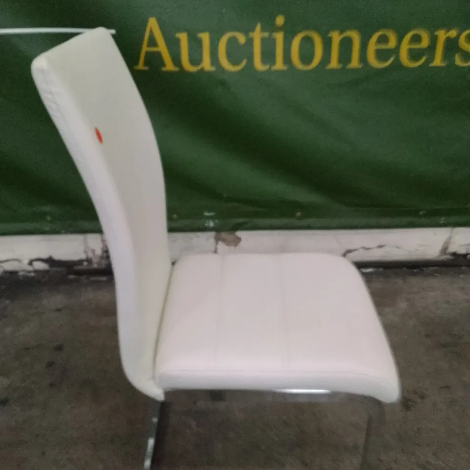 PERTH WHITE LEATHER DINING CHAIR WITH CHROME LEGS