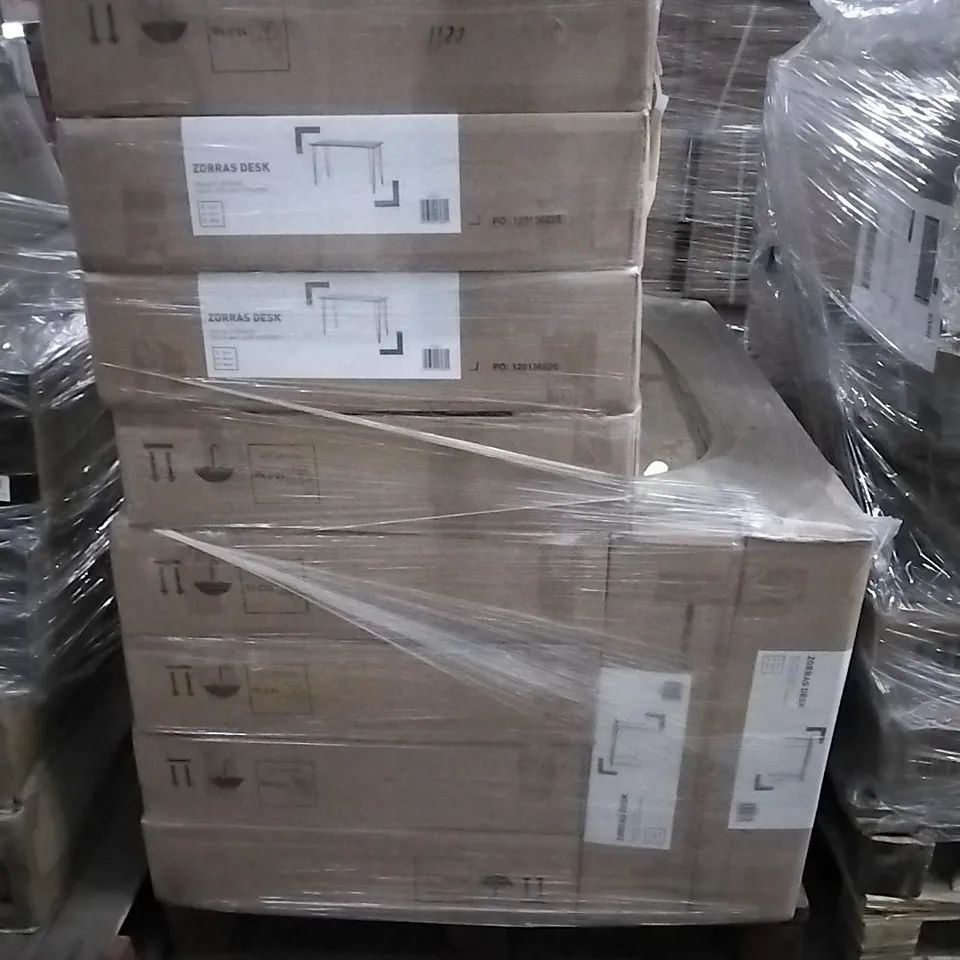 PALLET OF ZORRAS DESK WALNUT VENEER QUICK AND EASY ASSEMBLY.