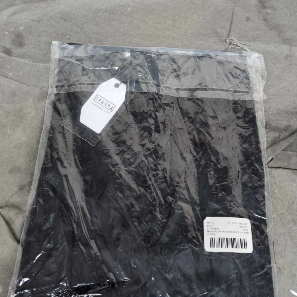 NAANAA COWL NECK SATIN PROM MAXI DRESS – UK 10 – BLACK