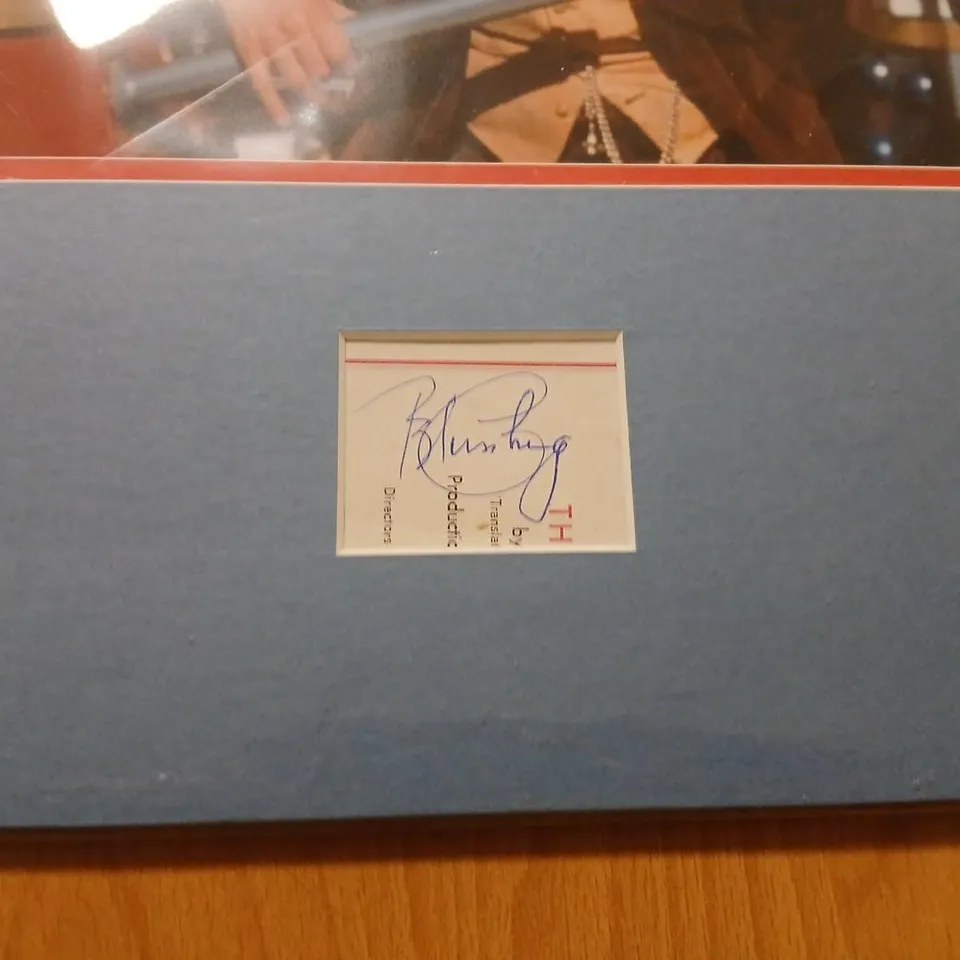 SIX ASSORTED AUTOGRAPHED PHOTOS/PICTURES TO INCLUDE; PETER CUSHING, JEREMY FRIMPONG, MICHAEL CONLON, CHRIS SUTTON, JACK NICKLAUS AND GIULIA
