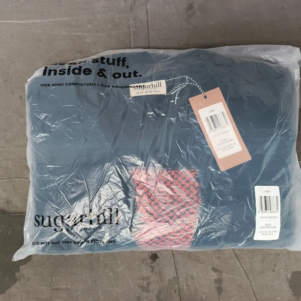 SUGARHILL YVETTE CARDIGAN IN BLACK SIZE UK 16