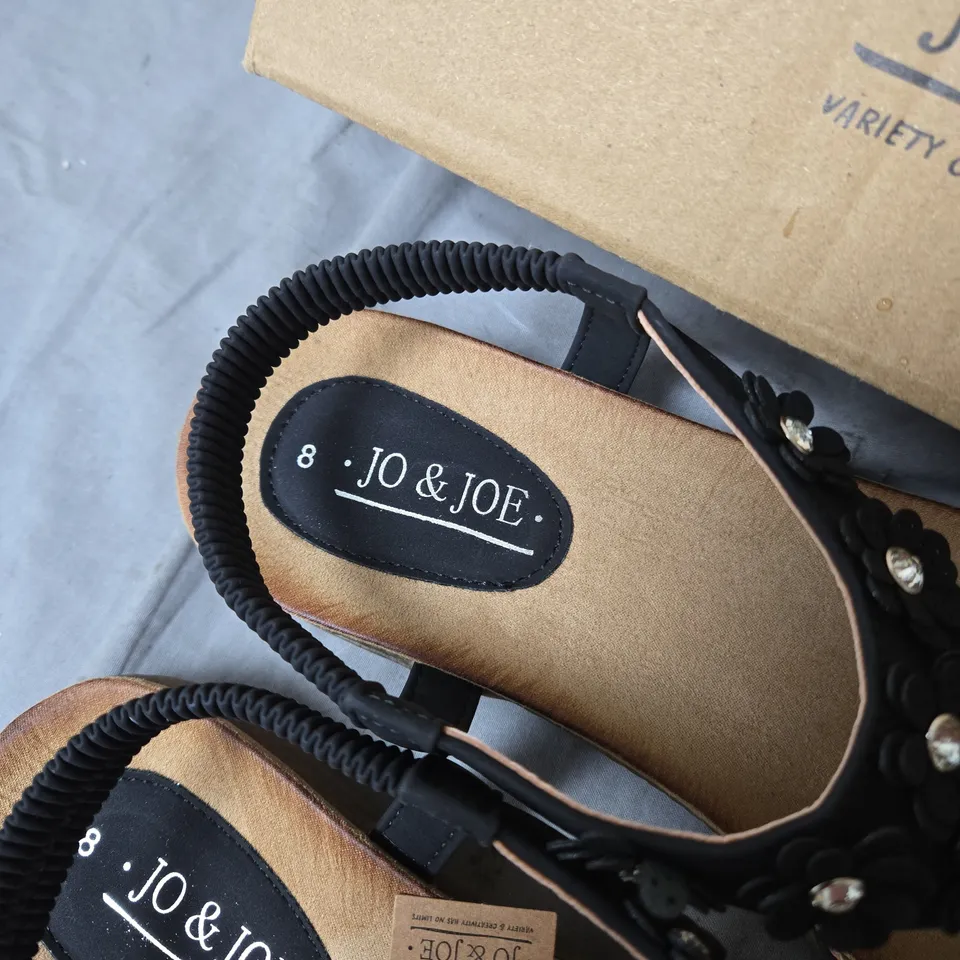 JO & JOE WOMEN'S BLACK EMBELLISHED SANDALS – UK 8