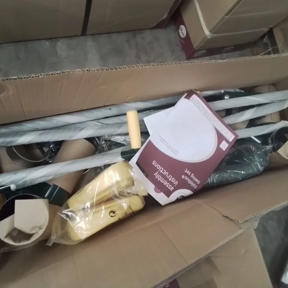 TWO BOXES OF PLUM QUOLL GARDEN SWING ACCESSORIES 