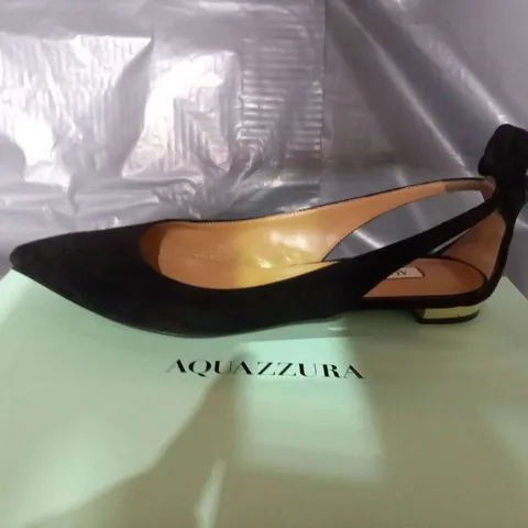 BOXED AQUAZZURA BOW TIE BALLET BLACK SUEDE SIZE 36