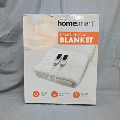 HOMESMART HEATED THROW BLANKET – WHITE, BOXED