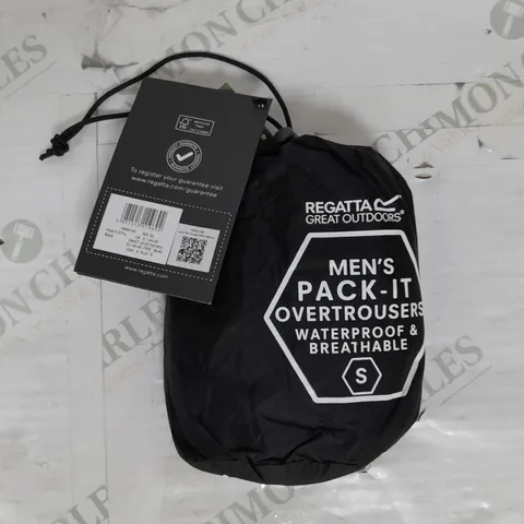 REGATTA MENS PACK-IT WATERPROOF OVERTROUSERS IN BLACK SIZE S 