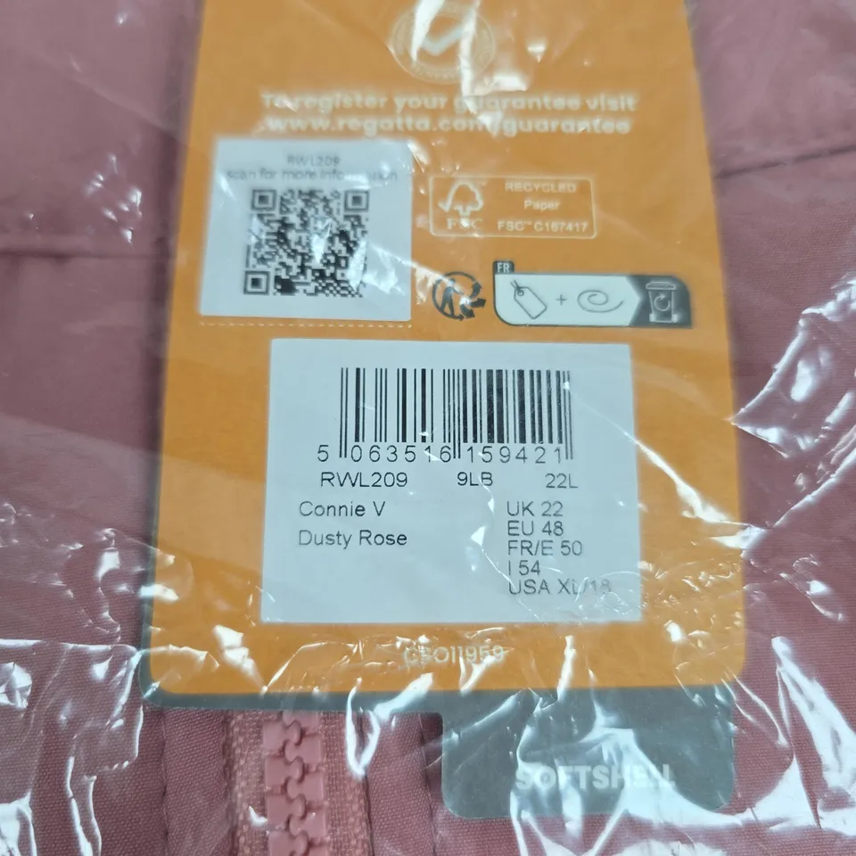 REGATTA GREAT OUTDOORS CONNIE V SOFTSHELL JACKET – DUSTY ROSE, UK 22 (EU 48, FR 50)