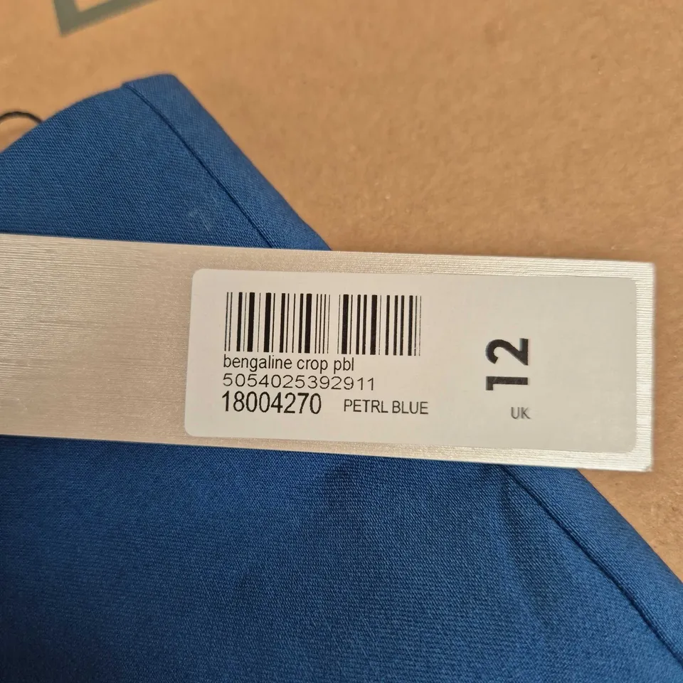 ROMAN CROP TROUSERS – PETROL BLUE, UK 12 (US 8 / EU 40)