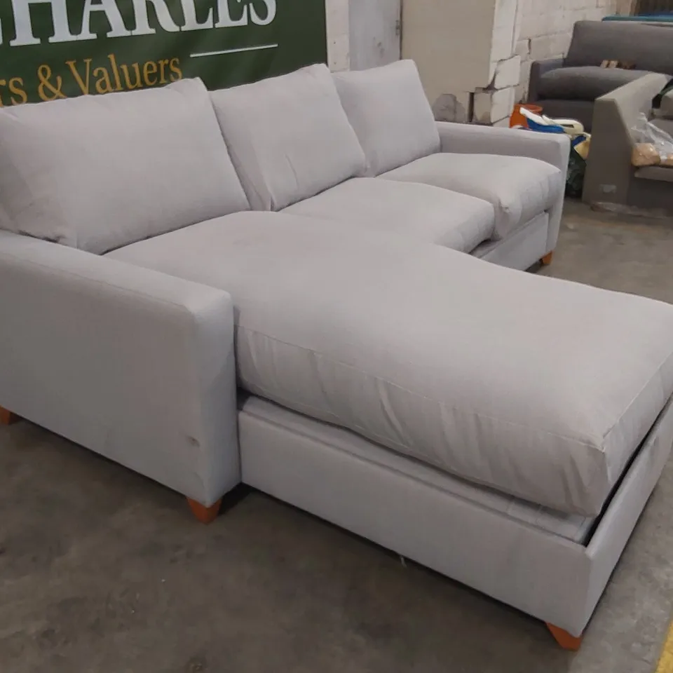 QUALITY DESIGNER ASHWELL CORNER CHAISE STORAGE SOFA BED - LIGHT GREY FABRIC
