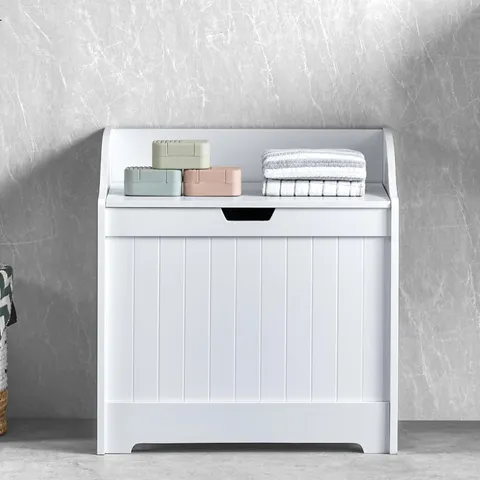 BOXED BATH VIDA PRIANO LAUNDRY CHEST - WHITE