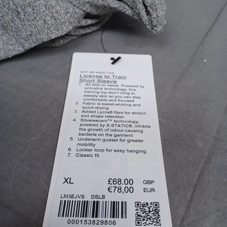 LULULEMON LICENSE TO TRAIN SHORT SLEEVE T-SHIRT SIZE XL