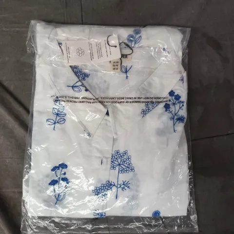 BAGGED MUDFLOWER SHIRT IN WHITE/BLUE SIZE UK 20