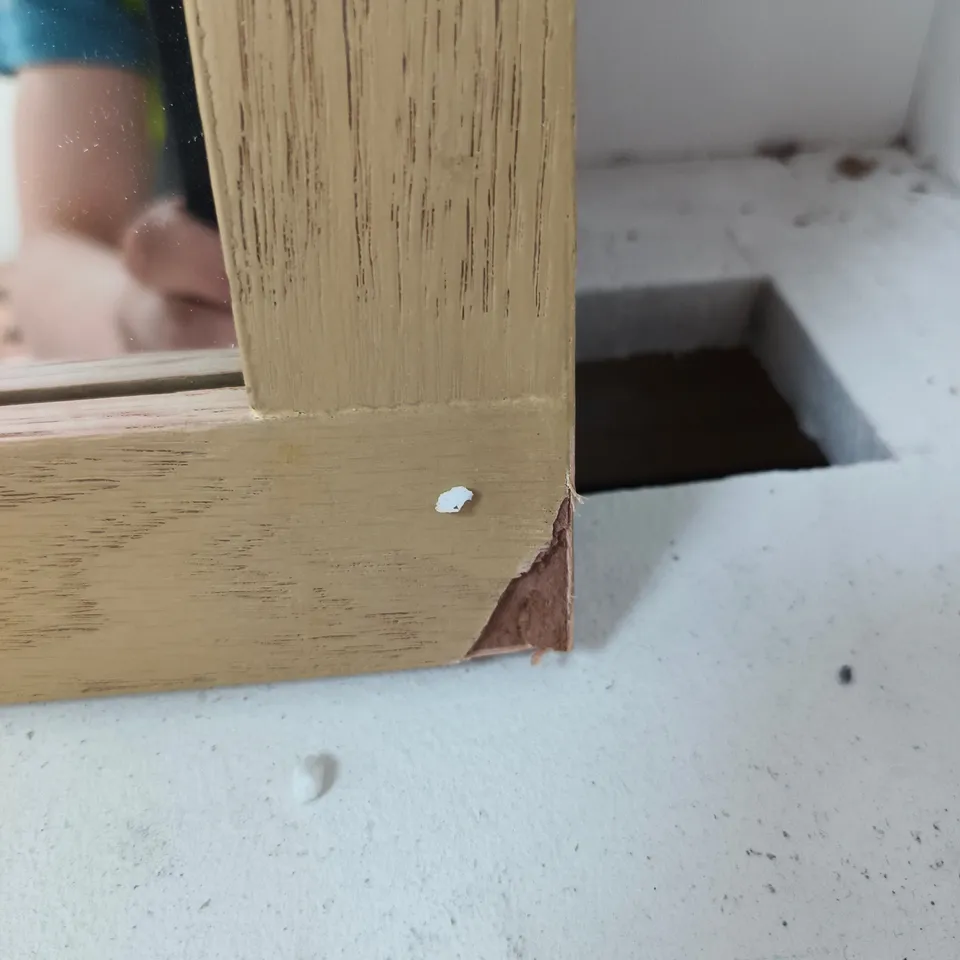 JD WILLIAMS LONG WALL MIRROR OAK (SMALL CHIP IN CORNER)