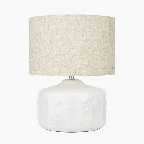 BOXED PACIFIC LIFESTYLE FLORA WHITE SMALL FLORAL CERAMIC TABLE LAMP