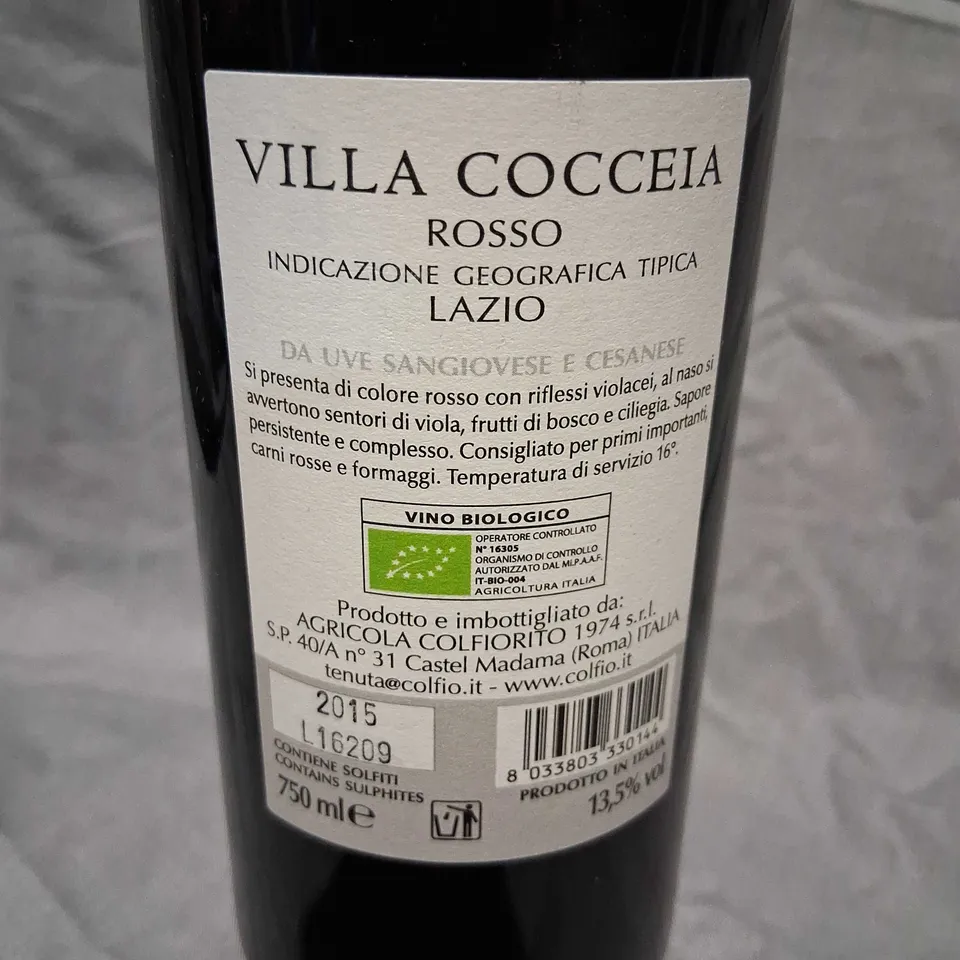 VILLA COCCEIA ROSSO LAZIO – VINO BIOLOGICO, 750ML 