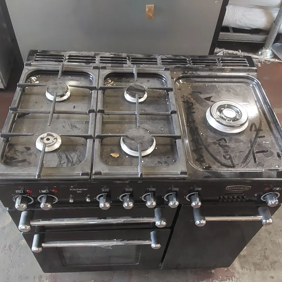 RANGEMASTER KITCHENER 90 FSD DUAL FUEL BLACK/CHROME COOKER