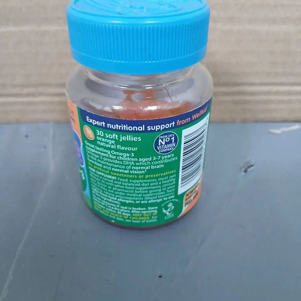APPROXIMATELY 48 WELLKID PEPPA PIG OMEGA-3 DHA VEGAN SOFT JELLIES – 30 ORANGE FLAVOUR