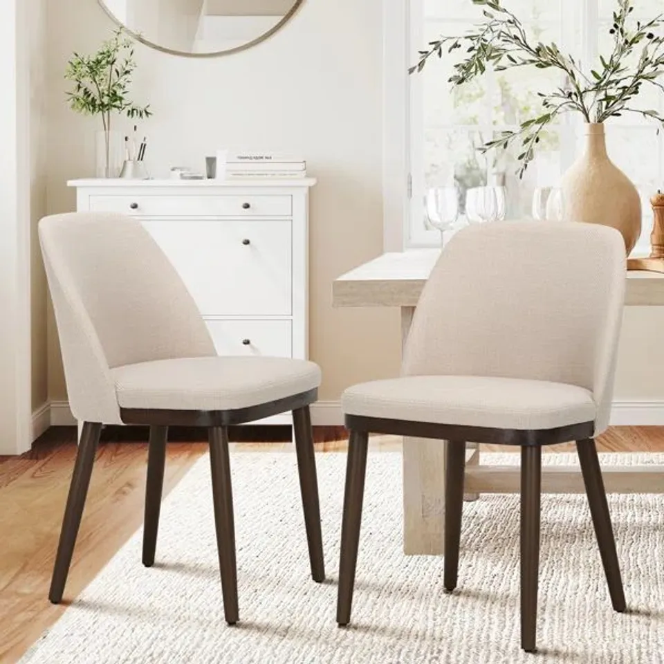 BOXED BREATHABLE FABRIC DINING CHAIR - ERGONOMIC SOLID WOOD DESIGN