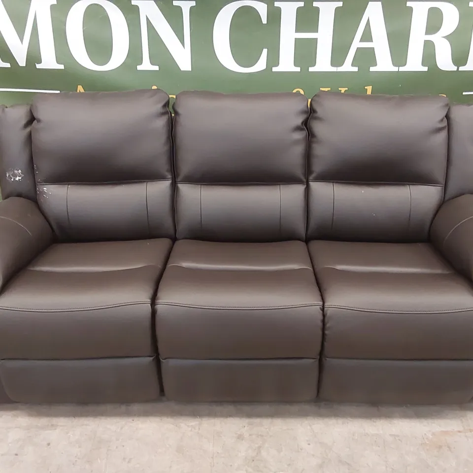 ALBION LUXURY FAUX LEATHER 3 SEATER HIGH BACK MANUAL RECLINER SOFA RRP £749