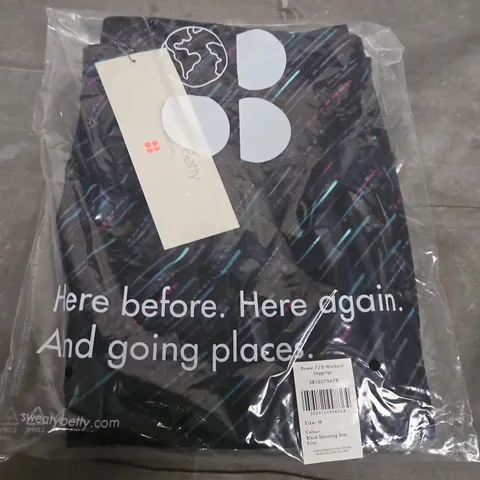 SWEATY BETTY POWER 7/8 WORKOUT LEGGINGS - BLACK SHOOTING STAR PRINT - SIZE M