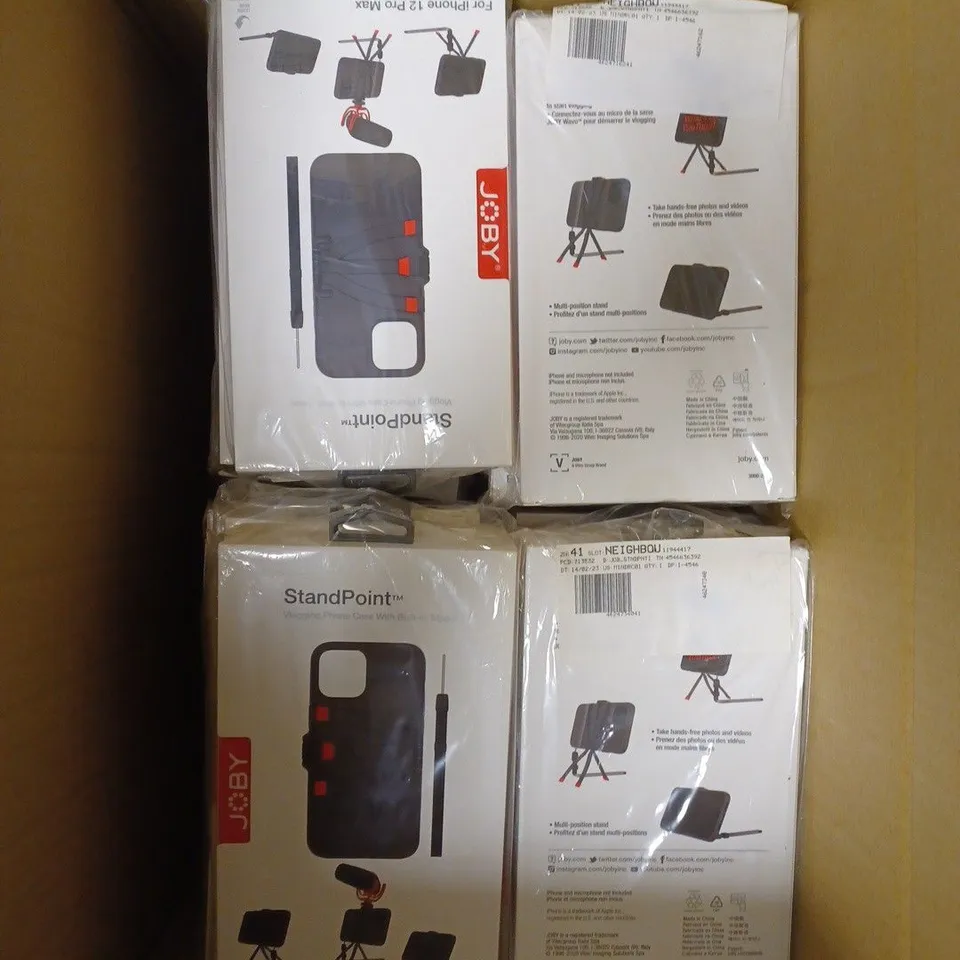 APPROXIMATELY 40 BOXED JOBY STAND POINT VLOGGING PHONE CASES FOR IPHONE 12 PRO MAX 