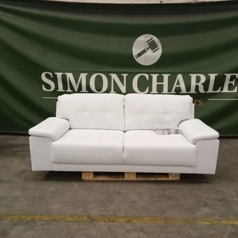 KANSAS 3 SEATER SOFA, WHITE PREMIUM FAUX LEATHER