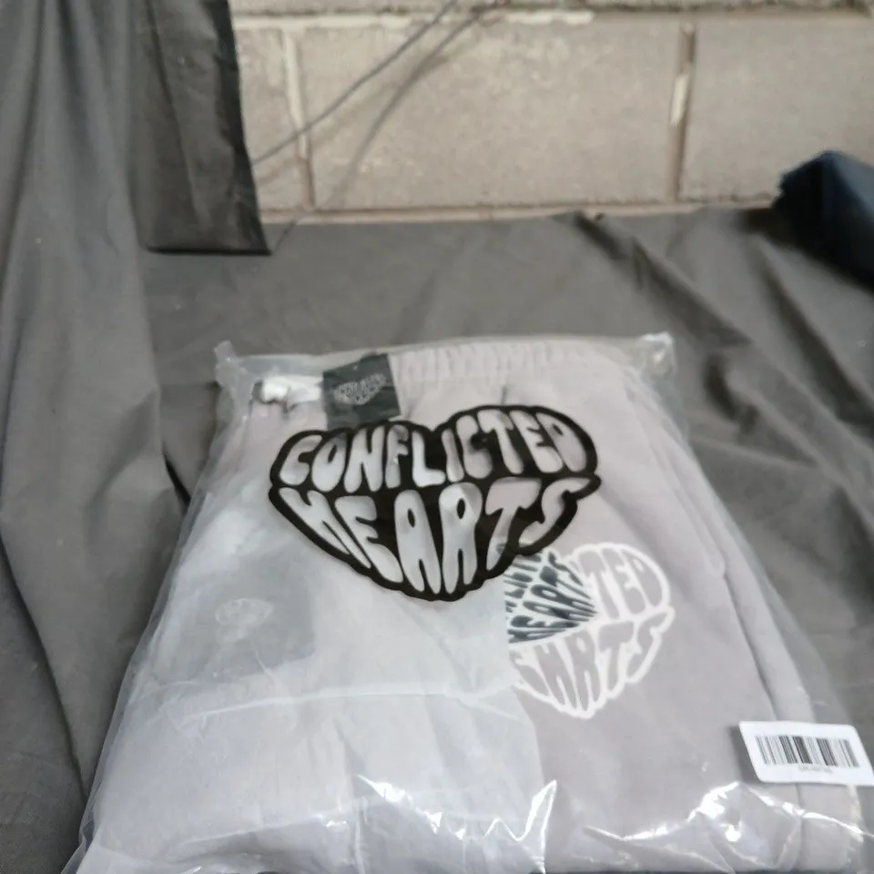 CONFLICTED HEARTS GREY JOGGERS - SIZE S