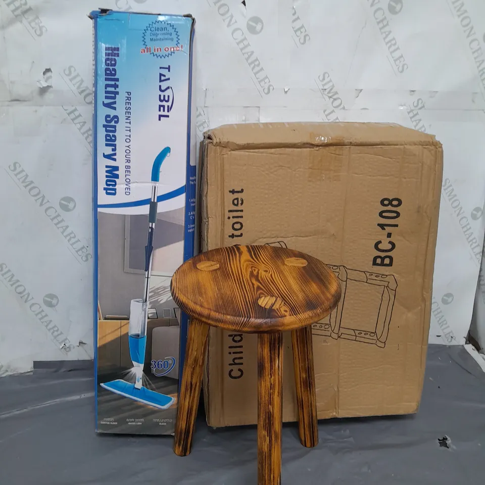 APPROXIMATELY 6 ASSORTED PRODUCTS TO INCLUDE 12-ROLLS OF PREMIUM BAMBOO TOILET PAPER, SPRAY POP, CHILDREN'S STEP TOILET  