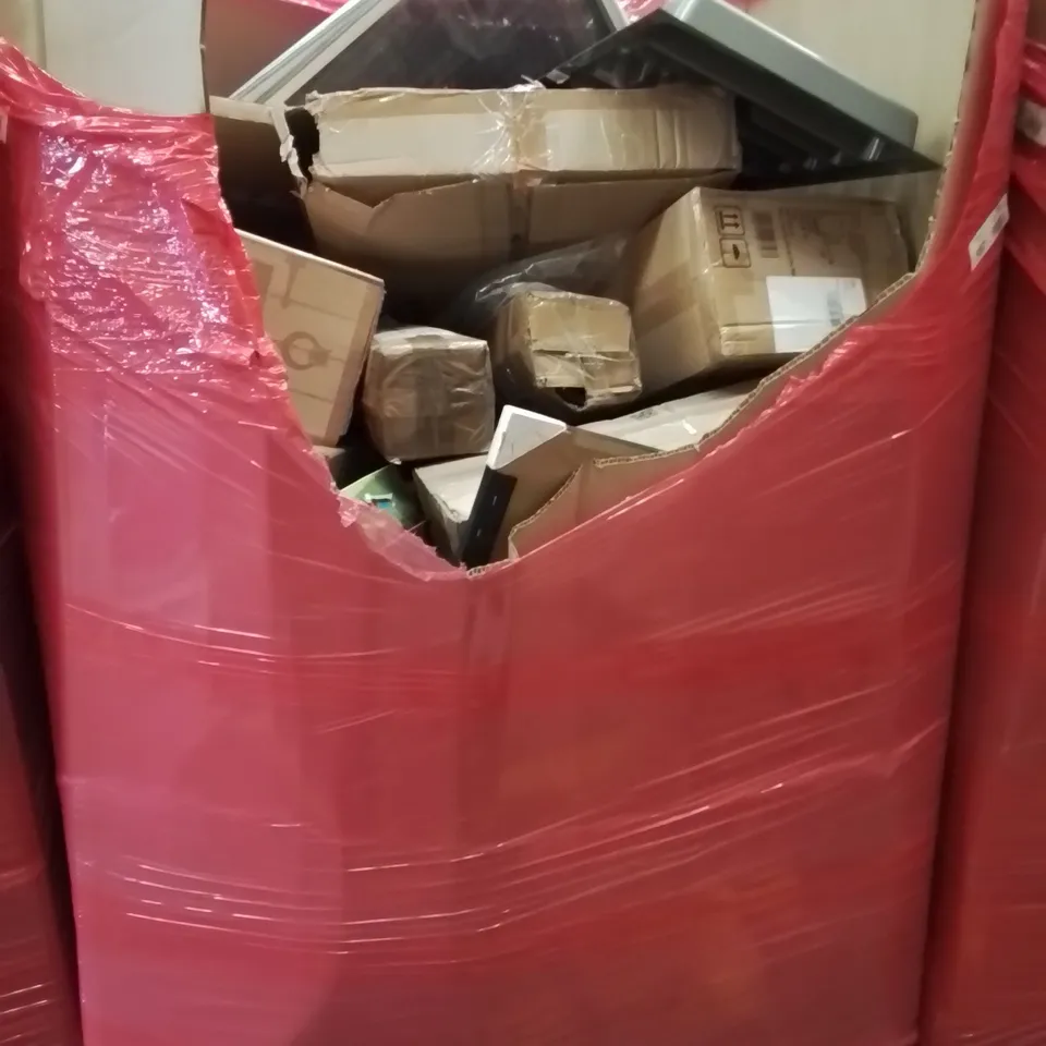 PALLET CONTAINING VARIOUS ASSORTED BOXED HOUSEHOLD ITEMS TO INCLUDE: KIDS TRUNKI, FLY SCREENS, AQUARIUM LIGHTS, SPRINKLER SYSTEM AND LOTS MORE UNMARKED BOXED ITEMS 