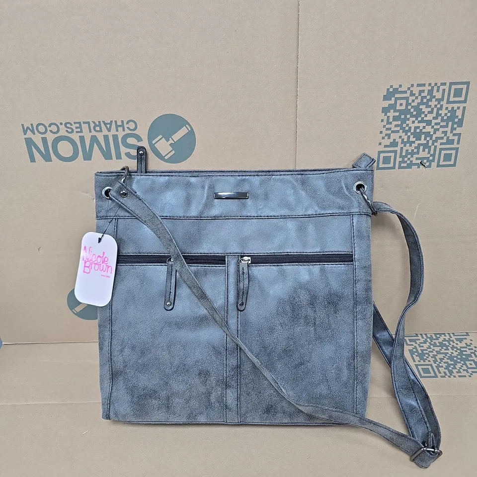 NICOLE BROWN GREY HAND BAG SHOULDER STRAP, TAGGED