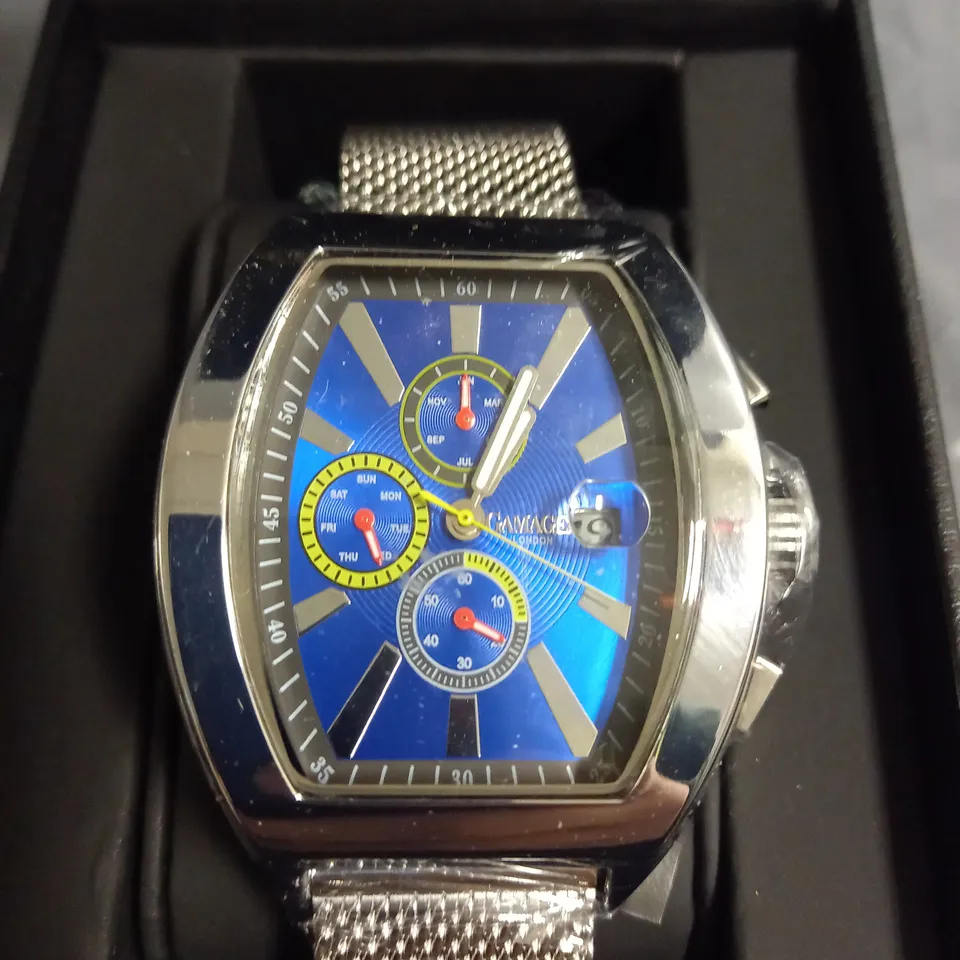 GAMAGES DIVERGENCE STEEL BLUE DIAL WATCH 