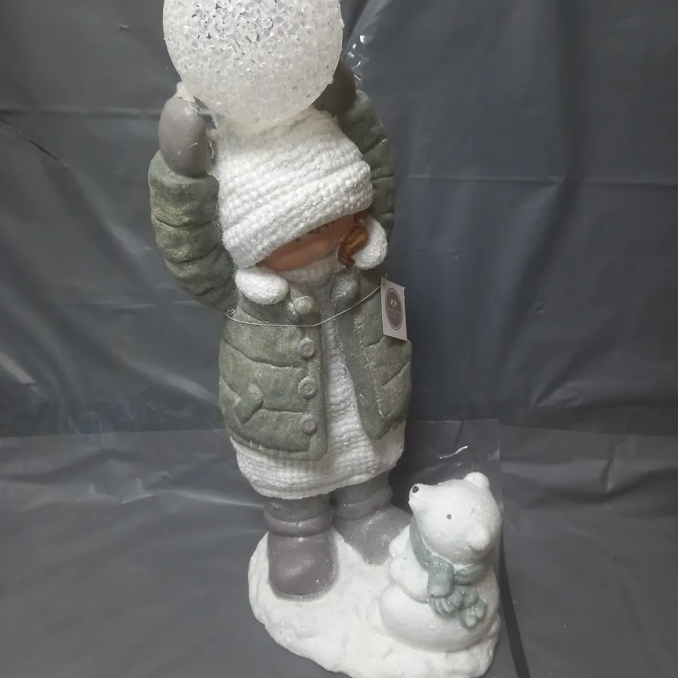 HEAVEN SENDS LIGHT-UP GIRL THROWING SNOWBALL CHRISTMAS ORNAMENT RRP £55.99