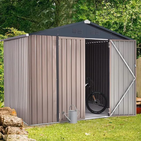 BOXED 8FT W × 6FT D METAL LEAN-TO GARDEN SHED [2 BOXES]