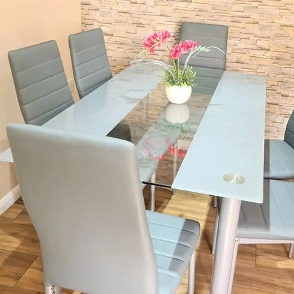 BOXED RUGGERI 6 PERSON GLASS DINING SET (2 BOXES)