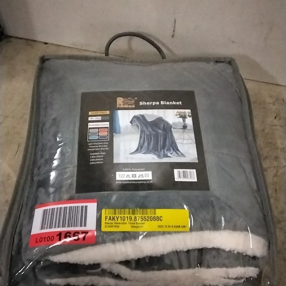 BAGGED SHERPA REVERSIBLE THROW BLANKET
