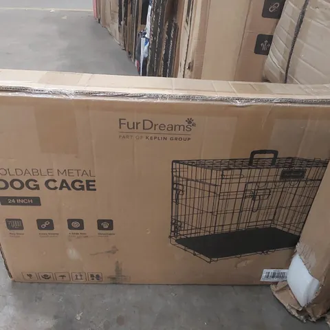 BOXED 24INCH FOLDING METAL DOG CAGE