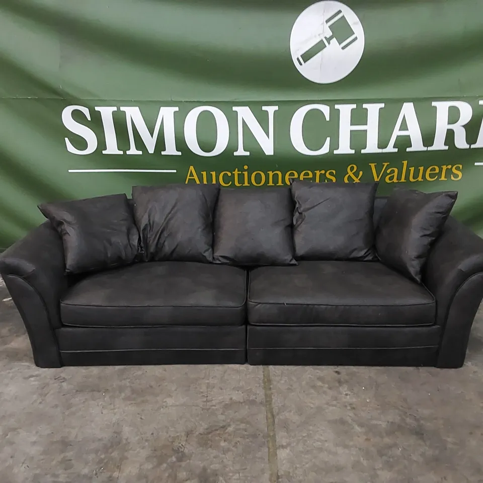 DESIGNER DURY LEATHER LOOK 4 SEATER SOFA