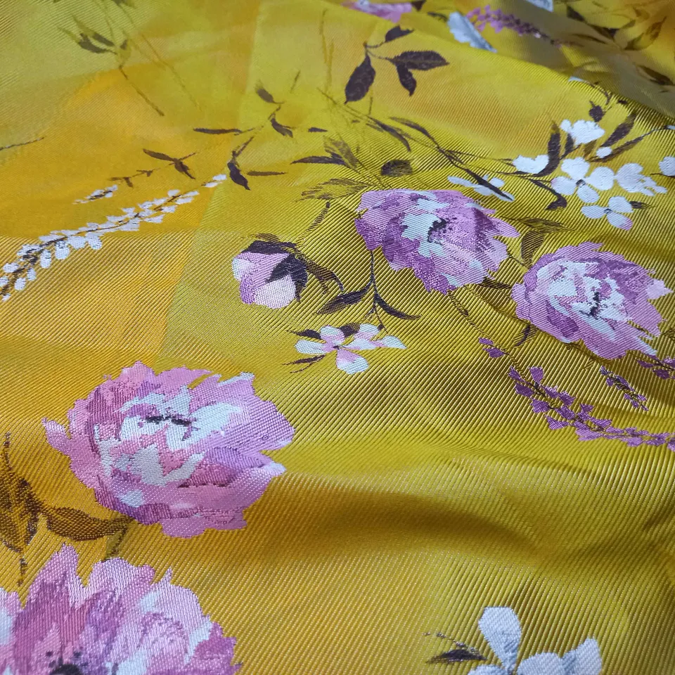 PHASE EIGHT GOLD/FLORAL DETAILED EVENING DRESS - SIZE 16