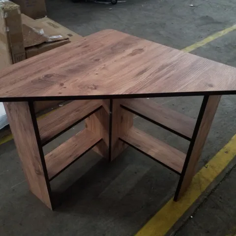 CORNER COMPUTER DESK WITH SHELVES - ATLANTIC PINE/BLACK 