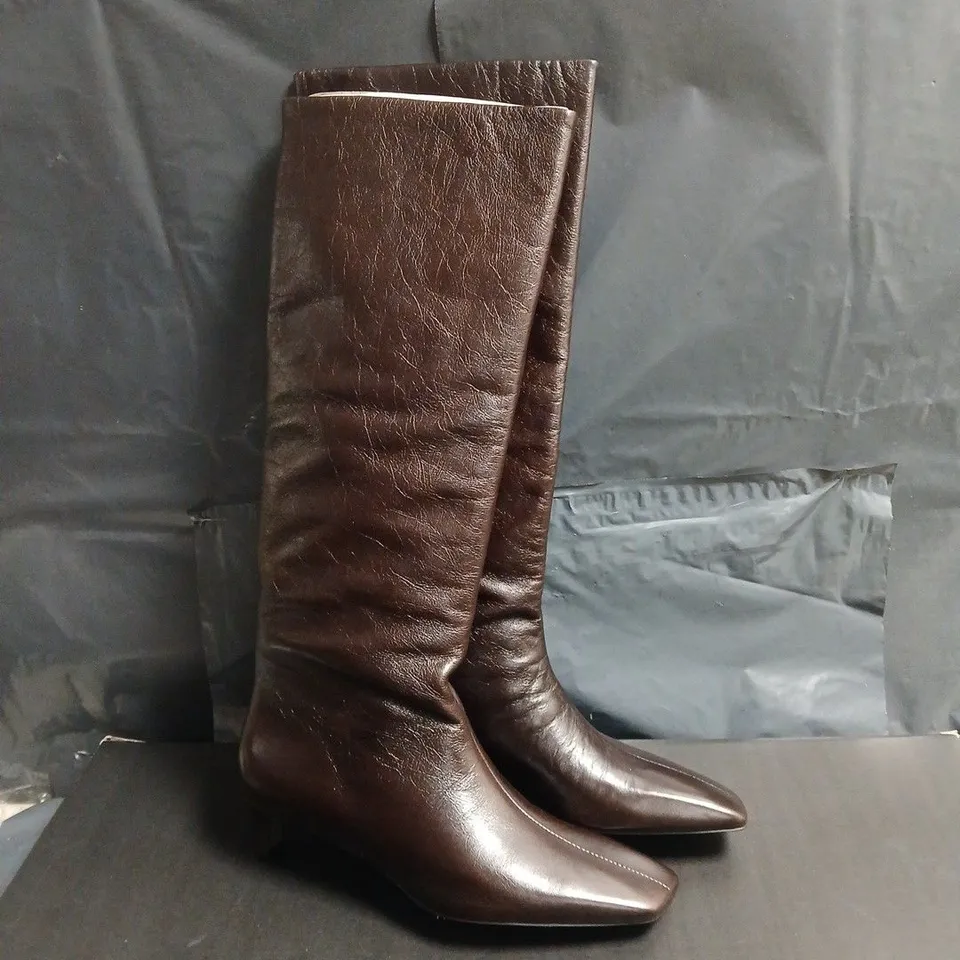 MASSIMO DUTTI BROWN LEATHER KNEE-HIGH BOOTS – WOMEN'S EU 40