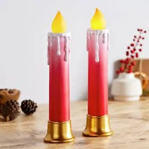 HOME STORIES SET OF 2 FAUX CHRISTMAS CANDLES