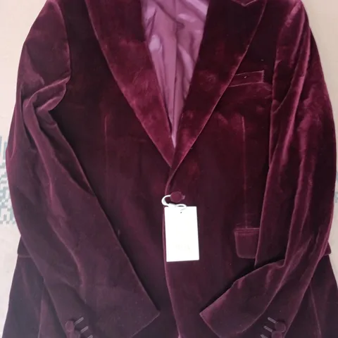 MOSS BURGUNDY VELVET BLAZER JACKET SIZE 42R