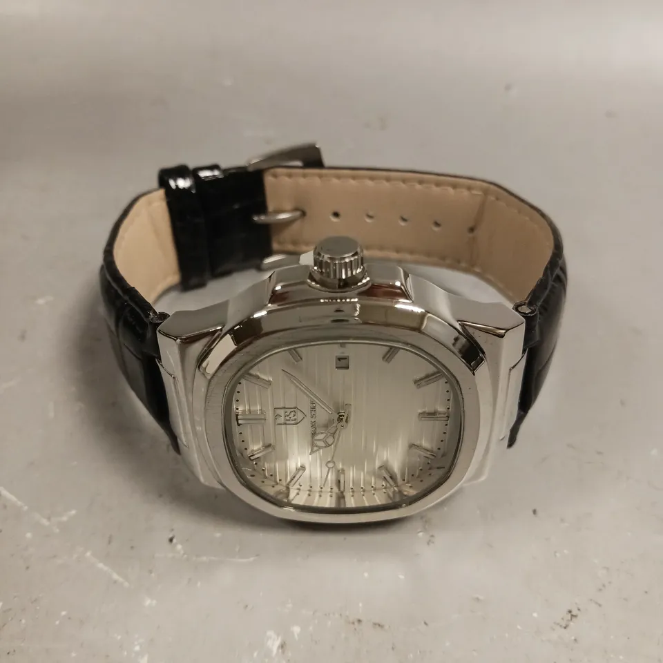 MENS FRANK SCHMIDT WATCH – TEXTURED DIAL WITH DATE – LEATHER STRAP - MODEL: FSL AMBASSADOR – 3ATM WATER RESISTANT