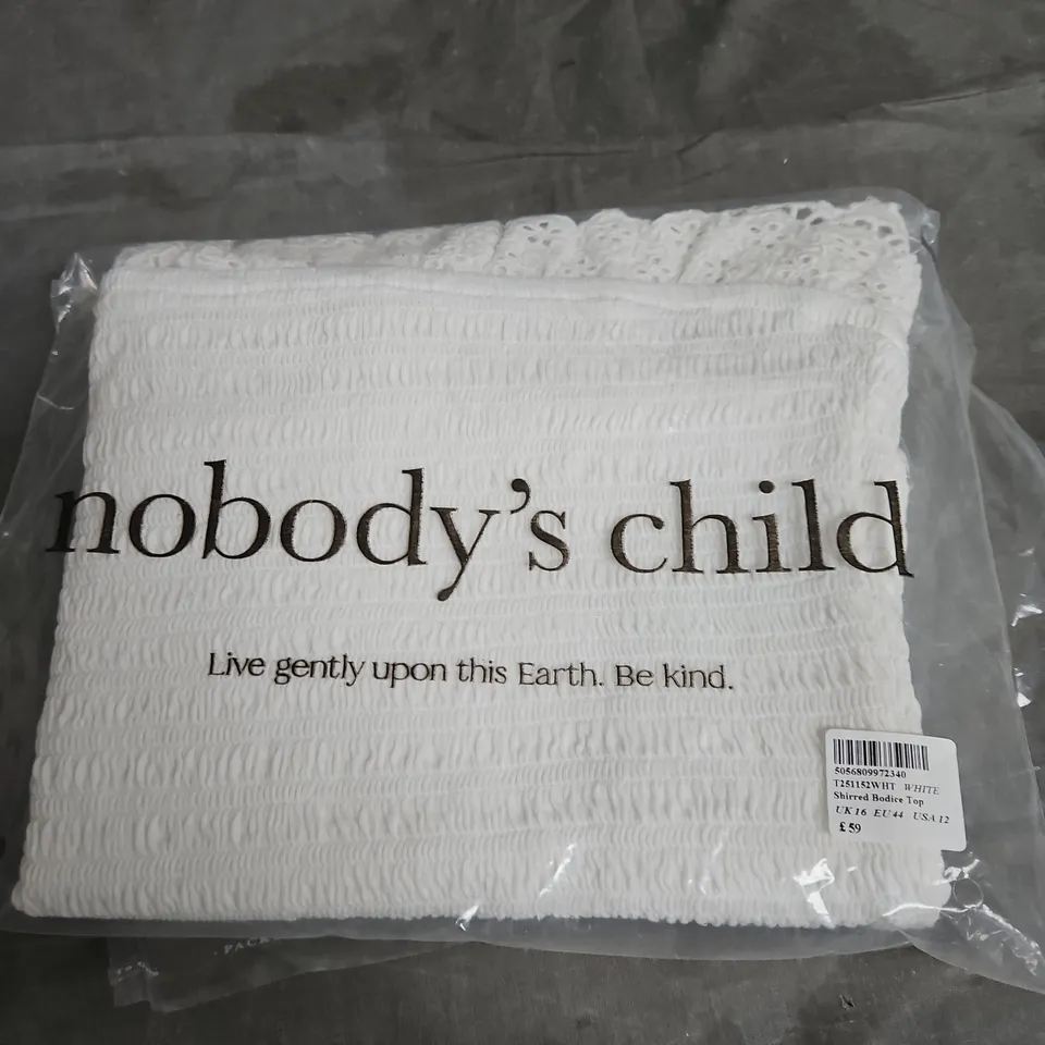 Nobody's Child Shirred Bodice Top – White, UK16 (EU44, USA12)