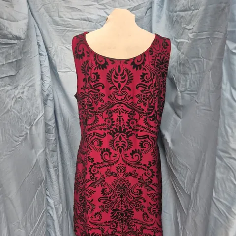 GABBY SKYE WOMEN'S DRESS – PINK/BLACK DAMASK, UK 12, MADE IN VIETNAM