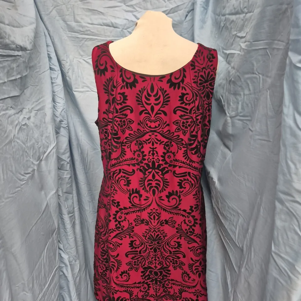 GABBY SKYE WOMEN'S DRESS – PINK/BLACK DAMASK, UK 12, MADE IN VIETNAM