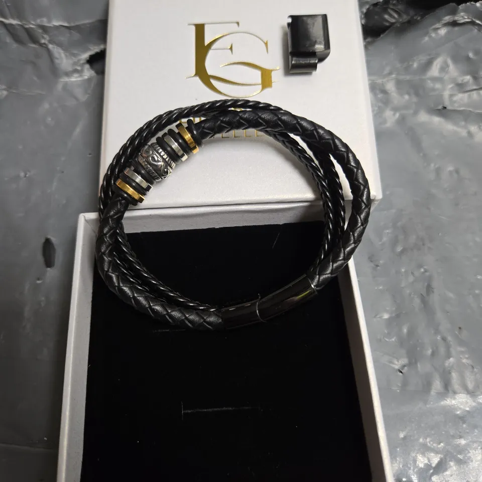 ELLIE GRACE JEWELLERY LEATHER BRACELET WITH METAL BEADS – BOXED 