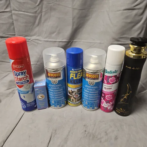 APPROXIMATELY 12 ASSORTED AEROSOLS TO INCLUDE BATISTE BLUSH, HYCOTE PERFECT FINISH, FLEA KILLER, ETC - COLLECTION ONLY